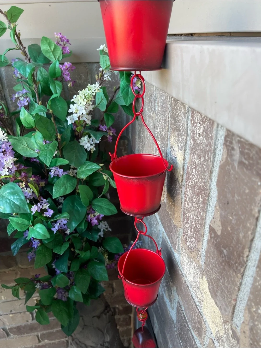 Ladybug Hanging Rain Chain Planter - Decorative Vertical Accent 48”